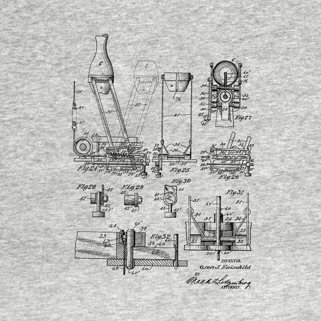 Automatic Bowling Mechanism Vintage Patent Hand Drawing by TheYoungDesigns